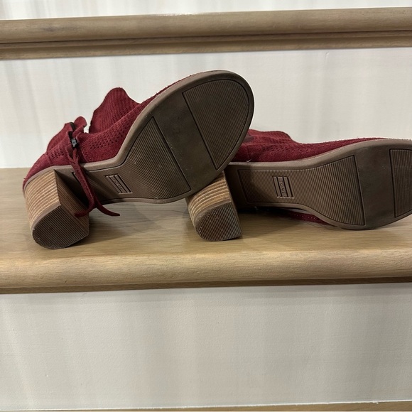 EUC Toms Majorca Red Wine Open Toe Booties - size 6.5 - Picture 5 of 5